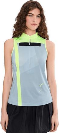 Jamie Sadock Mirror Zip Mock Sleeveless Color Block Womens Clothing Grey : MD, Polyester/Spandex