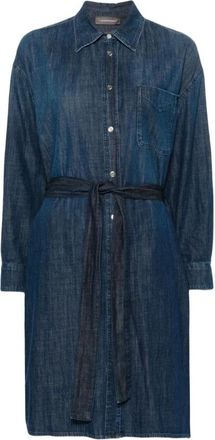 Lorena Antoniazzi Denim Midi Jurk met Riem - Dames - Shirt Kleedjes - Blauw - 2XS - Denim - Kleedjes