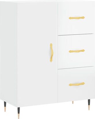 vidaXL Aparador de madera contrachapada blanco brillante 69,5x34x90 cm vidaXL