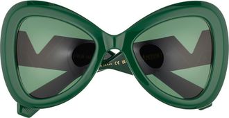 Valentino 55mm Polarized Triangular Sunglasses in Green Green Green at Nordstrom Rack