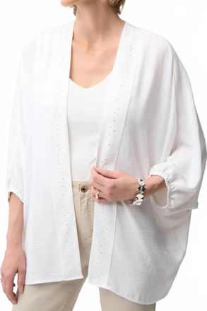 Joseph Ribkoff Embellished Open Front Cover-Up Blazer In Vanilla