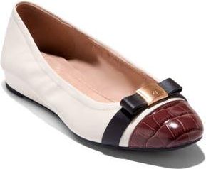 Cole Haan Go-To Tova Bow Ballet Flat in Powder Leather/Mahogany Croc at Nordstrom Rack, Size 9.5