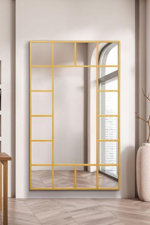 MirrorOutlet Gold Modern Wall & Leaner Mirror 71 X 43 (180 x 110CM) | Size: 1 Pack
