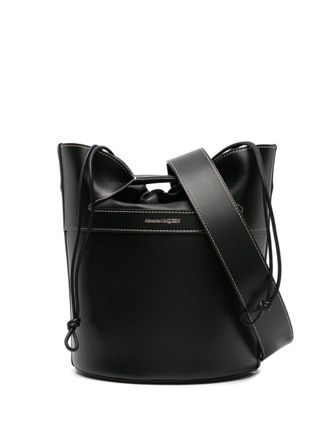 Alexander McQueen Borsa a secchiello in pelle con logo - Nero