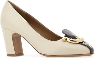 Ferragamo Womens Ivory Leather Oxide 70 Pumps Mascarponetmoro Scarpe Con Tacco High Heel Shoes