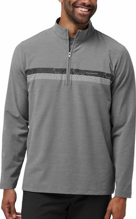 Travis Mathew Sit And Sip Quarter Zip Golf Pullover In Heather Medium Grey