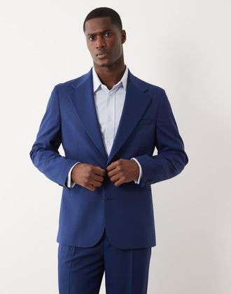 Asos Giacca da abito slim in 100% lana estiva blu navy-Neutro