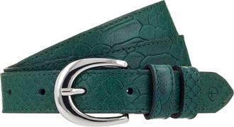Tamaris Lederg&uuml;rtel TAMARIS, Damen, Gr. 100, dunkel gr&uuml;n, Rindsleder, gemustert, unifarben, G&uuml;rtel Lederg&uuml;rtel, 2,5 cm breit, gemustert, Doppelschnalle
