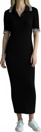 Elan Short Sleeve V-Neck Midi Dress In Black