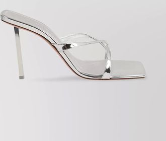 Amina Muaddi leather metallic high-heel sandals