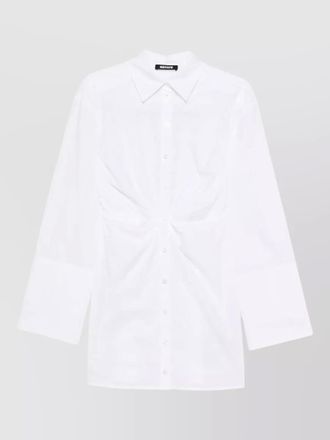 Rotate cotton gathered knotted shirt mini dress