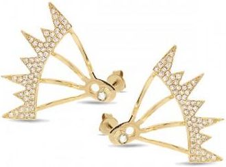 Allurez 0.38ct 14k Yellow Gold Diamond Pave Ear Jacket Earrings With Studs