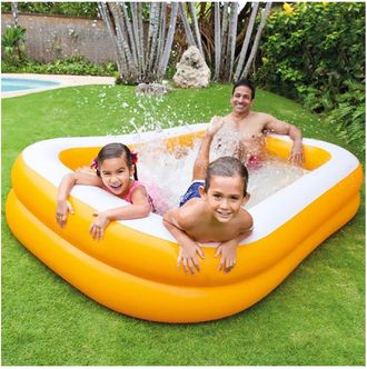Trade Shop Trade Shop - Piscina Gonfiabile Family Mandarin 229 X 147 X 43 Cm 2 Anelli Arancione
