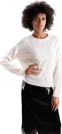 Pinko Trui met ronde hals - Dames - Ronde hals truien - Wit - XS - Wol - Truien & Vesten
