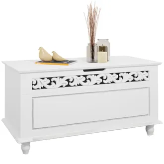 Deuba Casaria Cassapanca Con Contenitore 80x40x48 Cm In Legno Stile Rustico Capienza 100 Kg Colore Bianco Cassapanca Jersey