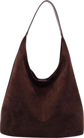 Generic Women Suede Bucket Bag Large Capacity Tote Bag Trendy Retro Handbag with Pocket Hobo Bag for Work Travel Shopping (Coffee)
