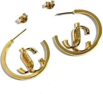Jimmy Choo London Metal Hoop Earrings (Pre-Owned)