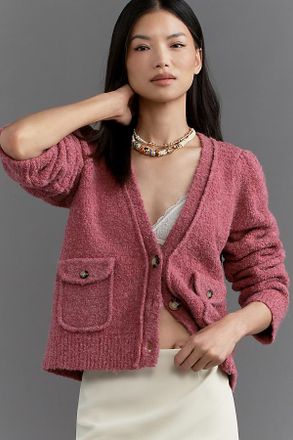 Maeve Long-Sleeve V-Neck Structured Cardigan Sweater