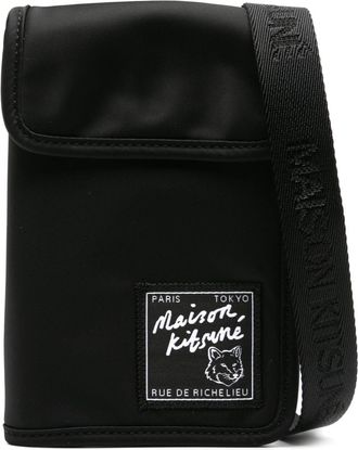 Maison Kitsuné The Traveller bi-fold neck bag - men - Nylon/Polyester - One Size - Black