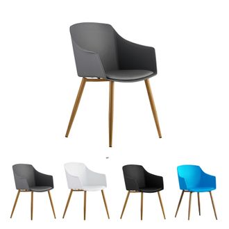 Life Interiors Life Interiors - Silla Individual De Pl&aacute;stico Eden Con Cojines De Piel Sint&eacute;tica - Silla De Comedor Acolchada Para Comedor, Cocina - Gris