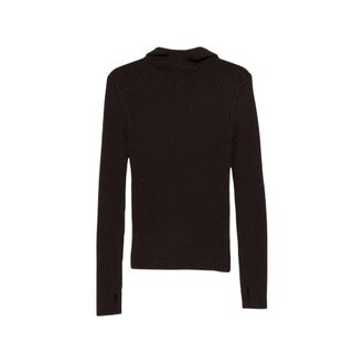 Frankie Shop Top de punto con capucha Larice - Knitwear - Mujer - Marr&oacute;n - XS