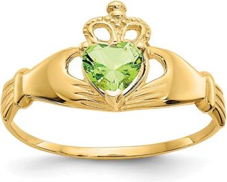 Diamond2Deal 14k Yellow Gold Cubic Zirconia Claddagh Heart Ring