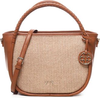 V&deg; 73 Kastanje Rits Handtas met Logo - Dames - Handtassen - Bruin - ONE Size - Tassen