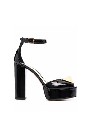 Valentino Garavani One Stud 120Mm Patent Leather Sandals In Nero