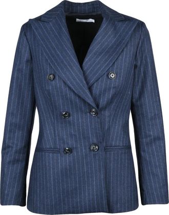 Barba Giacca doppiopetto - Dames - Blazers - Blauw - 2XS - Wol - Jassen