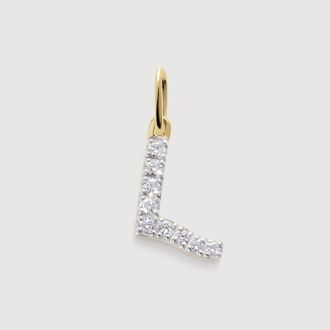 Monica Vinader Gold Diamond Initial L Pendant Lab Grown Diamond
