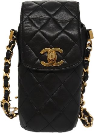 Chanel Phone Case Black Leather Clutch Bag (Pre-Owned)