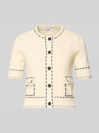 Rich & Royal Slim Fit Strickjacke mit aufgesetzten Taschen in Ecru, Gr&ouml;&szlig;e XL