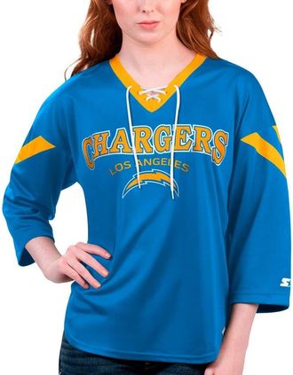 Starter Womens Starter Powder Blue Los Angeles Chargers Rally Lace-Up 3/4 Sleeve T-Shirt at Nordstrom, Size Xx-Large