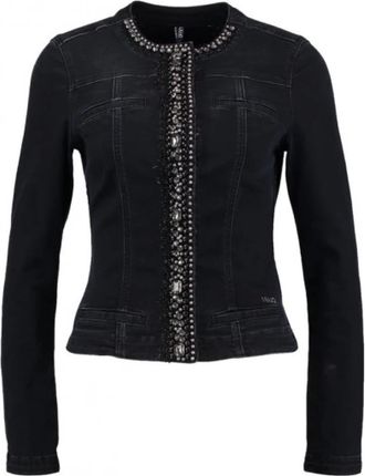 Liu Jo Denim Cardigan met Strass-steentjes - Dames - Vesten - Zwart - L - Denim - Truien & Vesten
