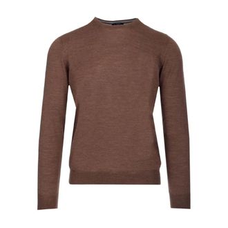 Barba Cotton Crew Neck Jumper - male - Barba - Round-neck Knitwear - Brown - 2XL - Knitwear