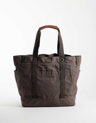 Abercrombie & Fitch borsa tote oversize in tela marrone
