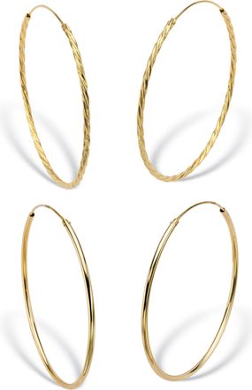 Palm Beach Jewelry 2-Pair Set 18k Yellow Gold-plated Sterling Silver Eternity Hoop Earrings 2 1/4
