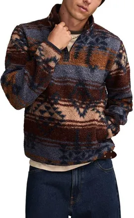 Lucky Brand Faux Shearling Quarter Zip Jacket in Multi at Nordstrom, Size Large