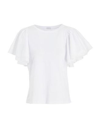 8 by YOOX ORGANIC COTTON RUFFLED SLEEVE TOP