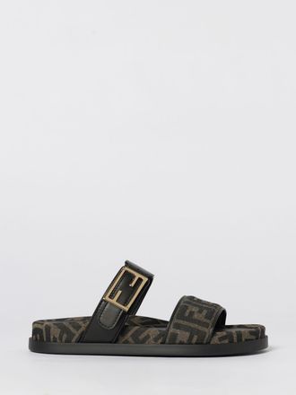Fendi Sandalo Feel Fendi in nappa e canvas con monogram FF jacquard