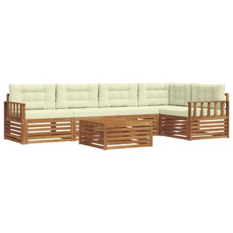 vidaXL Conjunto De Sof&aacute;s De Exterior Con Coj&iacute;n 6 Pcs Natural Y Crema Vidaxl