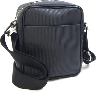 Bulgari Millerighe Black Coated Canvas Leather Shoulder Bag (Pre-Owned)