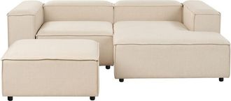 Beliani Modular Corner Sofa 3 Seater ARDAL Fabric Beige Left Hand