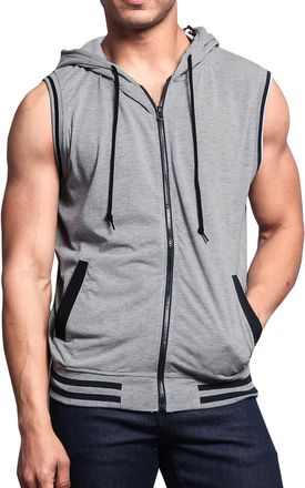Generic Rash Vest Mens Mens Sleeveless Zip Up Hoody Sweatshirt with Pocket Mens Tank Top Sport Sleeveless Gym Muscle Shirts with Pocket Gym Workout Running Ho