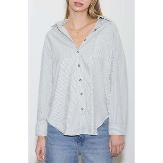 Blu Pepper Oversize Stripe Button-Up Shirt in Ivory at Nordstrom Rack, Size Large