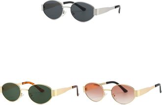 Generic Vintage Oval Sunglasses Trendy Metal Sunglasses Large Frame Sun Glasses (Silver)