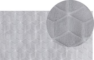 Beliani Alfombra Gris 80 X 150 Cm Poli&eacute;ster Piel Sint&eacute;tica De Conejo Pelo Largo Thatta