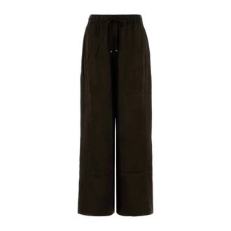 Ganni Wide Trousers, female, Brown, Size: S Wide-leg Pant