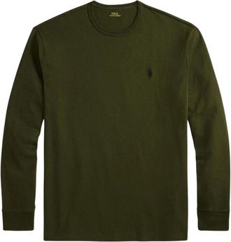 Ralph Lauren T-shirt ML logo brod&eacute; - Heren - Longsleeves - Groen - XL - Katoen - Tops