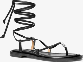 Michael Kors Khloe Embellished Leather Lace-Up Sandal